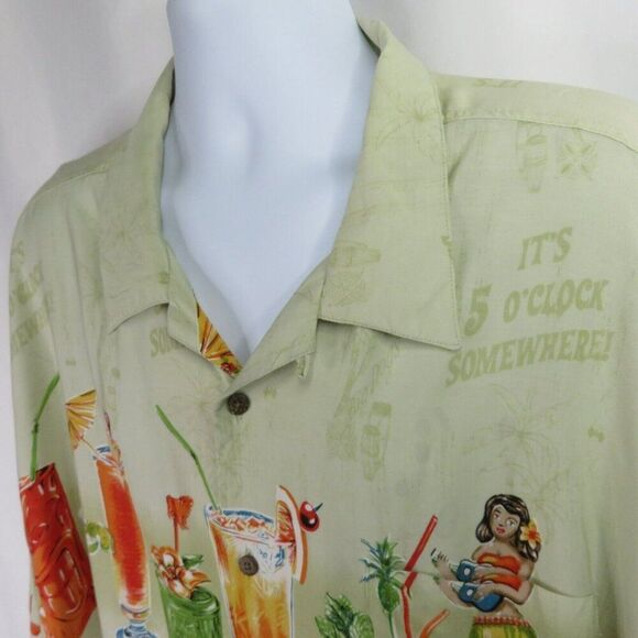 Big Dogs Hula Cocktail Shirt Size 4X Border Print Hawaiian Aloha - Picture 9 of 13